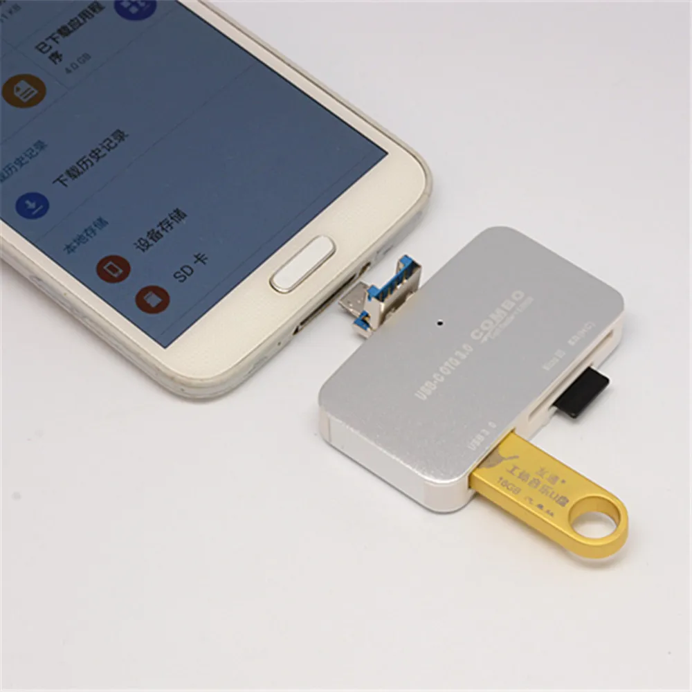 Micro USB кардридер 2 в 1 Многофункциональный OTG концентратор SD и TF сплав оболочки USB3.0 концентратор|Картридеры| |