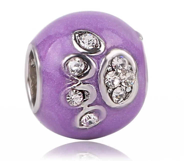 AIFEILI, новинка, очаровательный браслет с бусинами, ювелирное изделие, европейский кулон, серия, Подходит для Pandora, фиолетовый, элегантный цветок