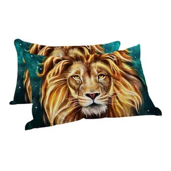 BlessLiving Gold Lion Sleeping Down Alternative Throw Pillow Artistic Lion Face Body Pillow Oil Painting Animal Bedding 1pc 5