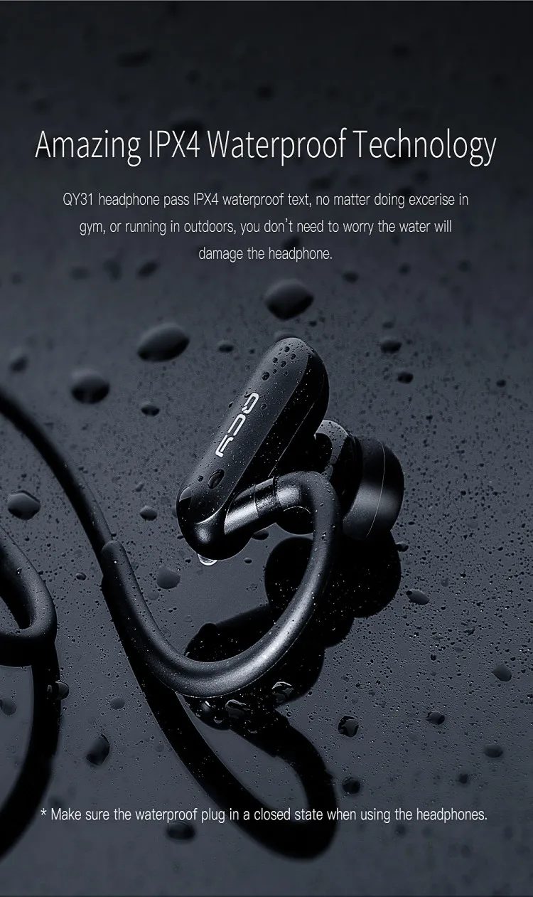 QCY QY31 Bluetooth наушники с микрофоном беспроводные наушники спортивные IPX4 наушники стерео гарнитура