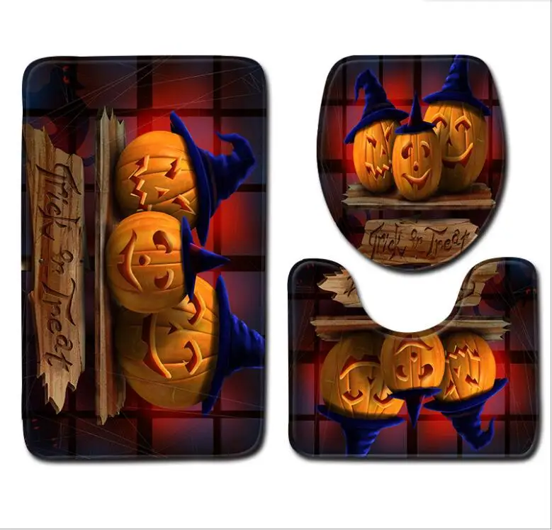 

Halloween Bath Mats Bathroom Carpet set 3pcs Toilet Mats