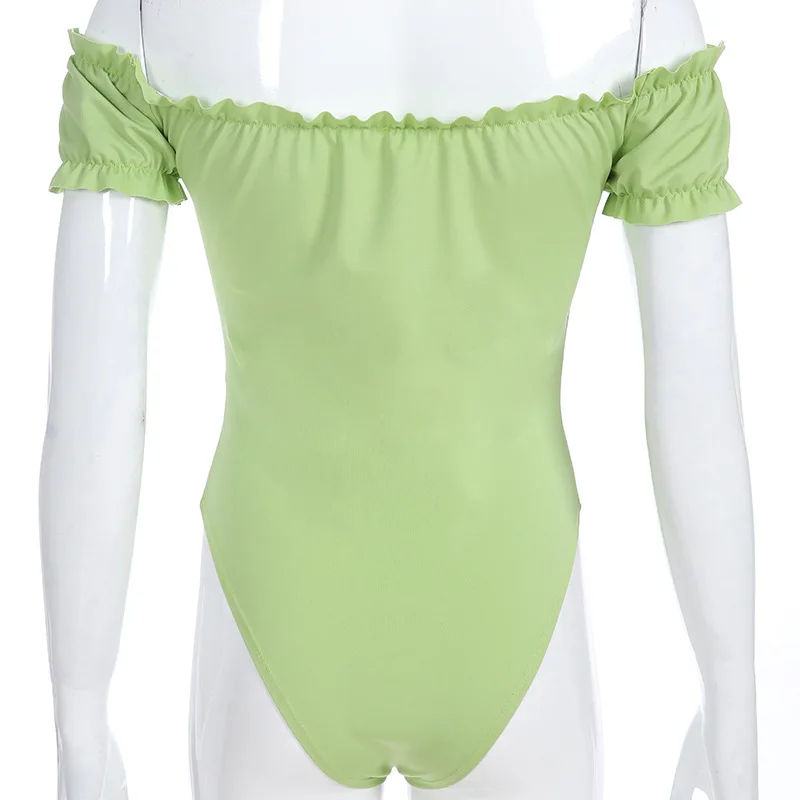 Три цвета боди с открытыми плечами Женский Повседневный Облегающий комбинезон