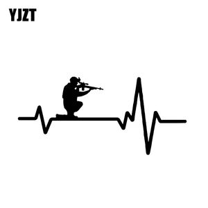 Электрокардиограмма YJZT, 15 х7 см, графический пистолет для стрельбы из солдата, виниловая декоративная наклейка для автомобиля, аксессуары для мотоциклов C12-0335