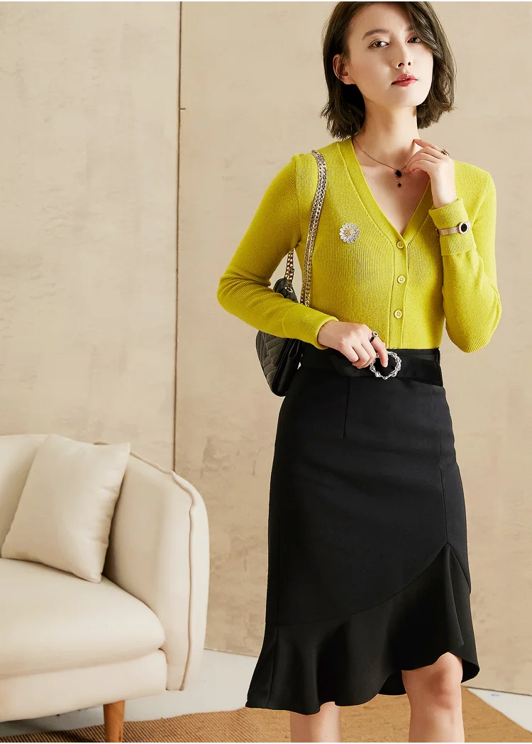 Готический черный юбка-годе Для женщин облегающая юбка-карандаш женские офисные