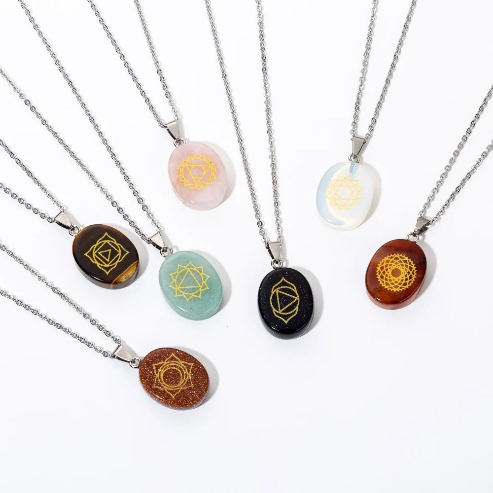 7 чакрас натуральная Подвеска для ожерелья в виде камней рейки оздоровительный