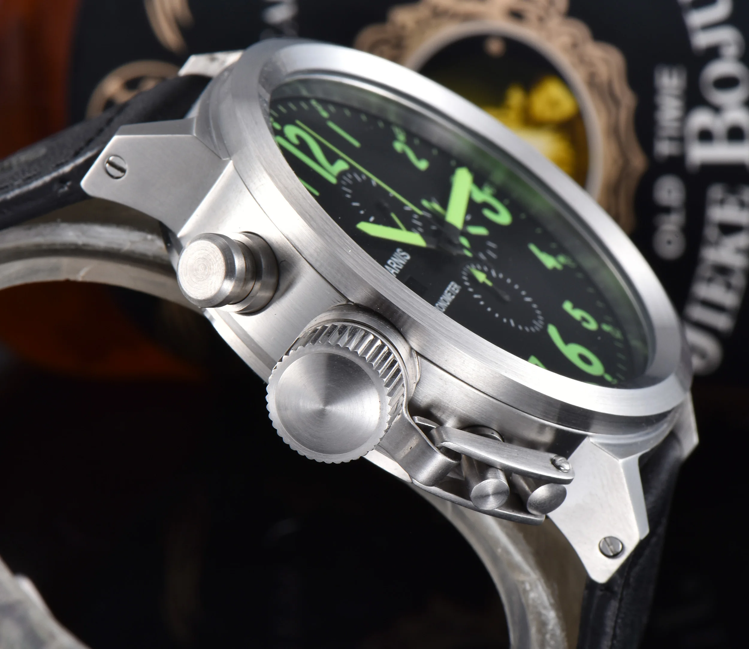 Кварцевые часы Parnis 50 мм японский хронограф полнофункциональный