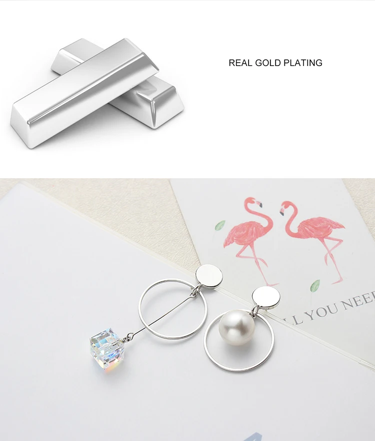 MALANDA квадратные серьги с кристаллами SWAROVSKI круглые жемчужные серебряные женские