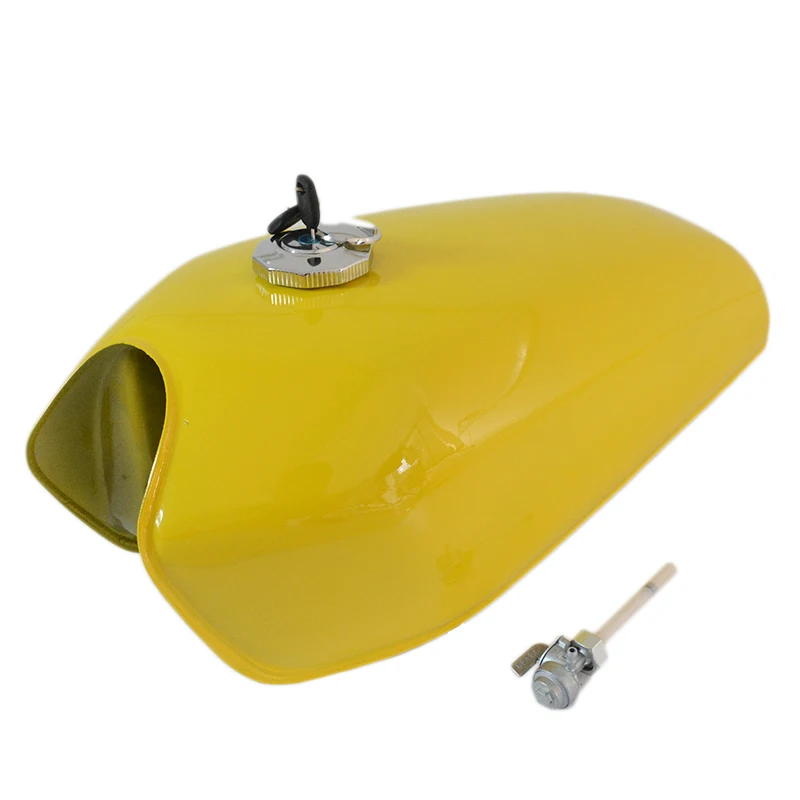 Универсальный мотоциклетный желтый 9L топливный бензобак Cafe Racer с переключателем