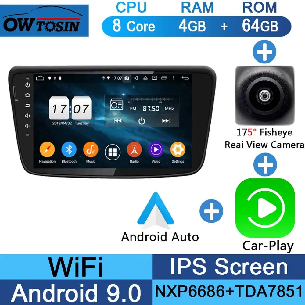 Fisheye Carplay n A " ips 1920*1080 8 Core 4G+ 64G Android 9,0 Автомобильный мультимедийный плеер для Suzuki Baleno автомобиль радио gps CarPlay попугай BT - Цвет: Fisheye Carplay n A