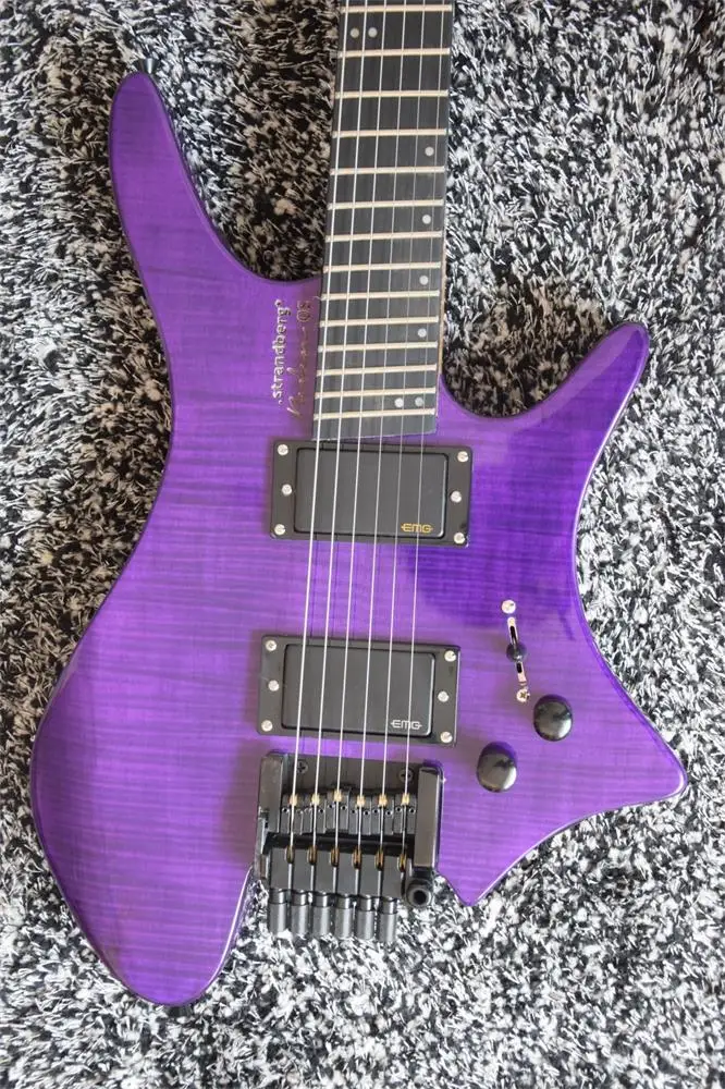 Хорошее качество электрогитара без головки грифа Fanned Frets гриф из черного дерева