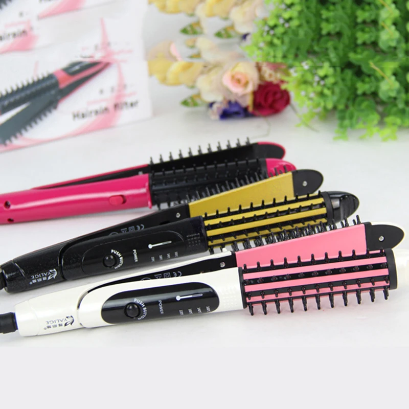 Электрический Выпрямитель для волос и бигуди 2-в-1 гребень Профессиональный