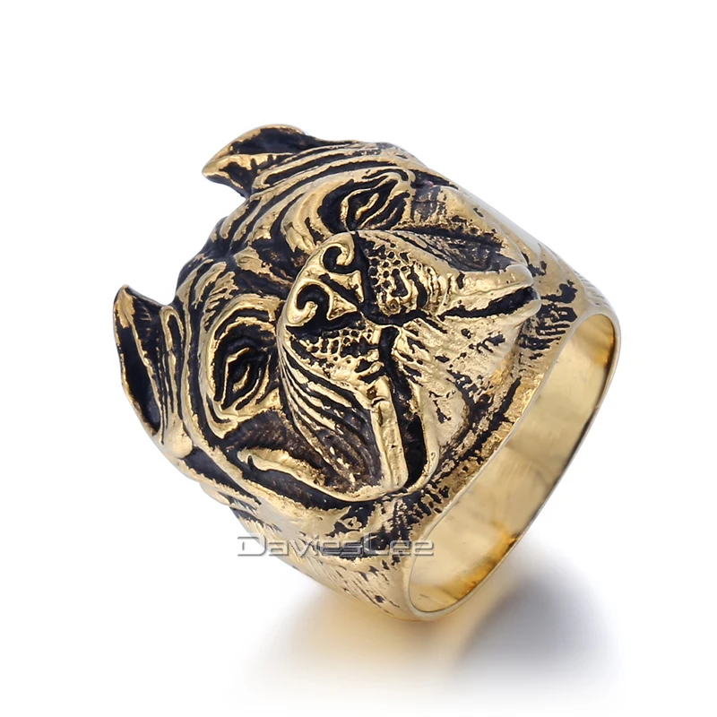 Кольцо давиэли мужское Питбуль бульдог животный кольцо из нержавеющей стали 316l