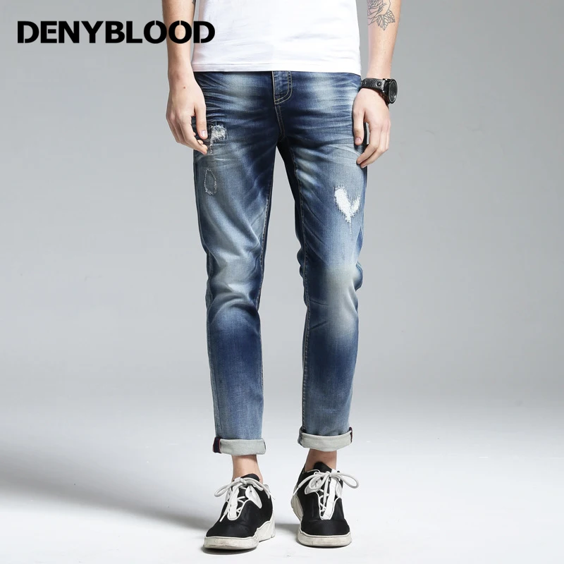 Джинсы мужские Стрейчевые с эффектом потертости 158035|mens stretch|distressed jeanswashing pants |