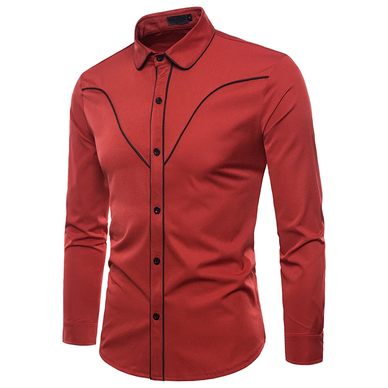 TUNEVUSE Men Shirts Europe Size Slim Fit Male Shirt Long Sleeve British Style Cotton Men's Mens Clothing Street Wear | Мужская