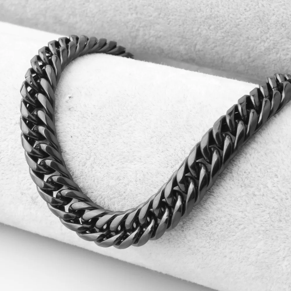 

Cool Man Black colors Necklace Chain 316L Stainless Steel Fashion Polishing Biker Style Necklace 9mm 7-40" Choose