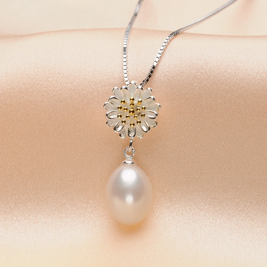 Ожерелье женское из серебра 925 пробы с натуральным пресноводным жемчугом 8 9 мм|pearl