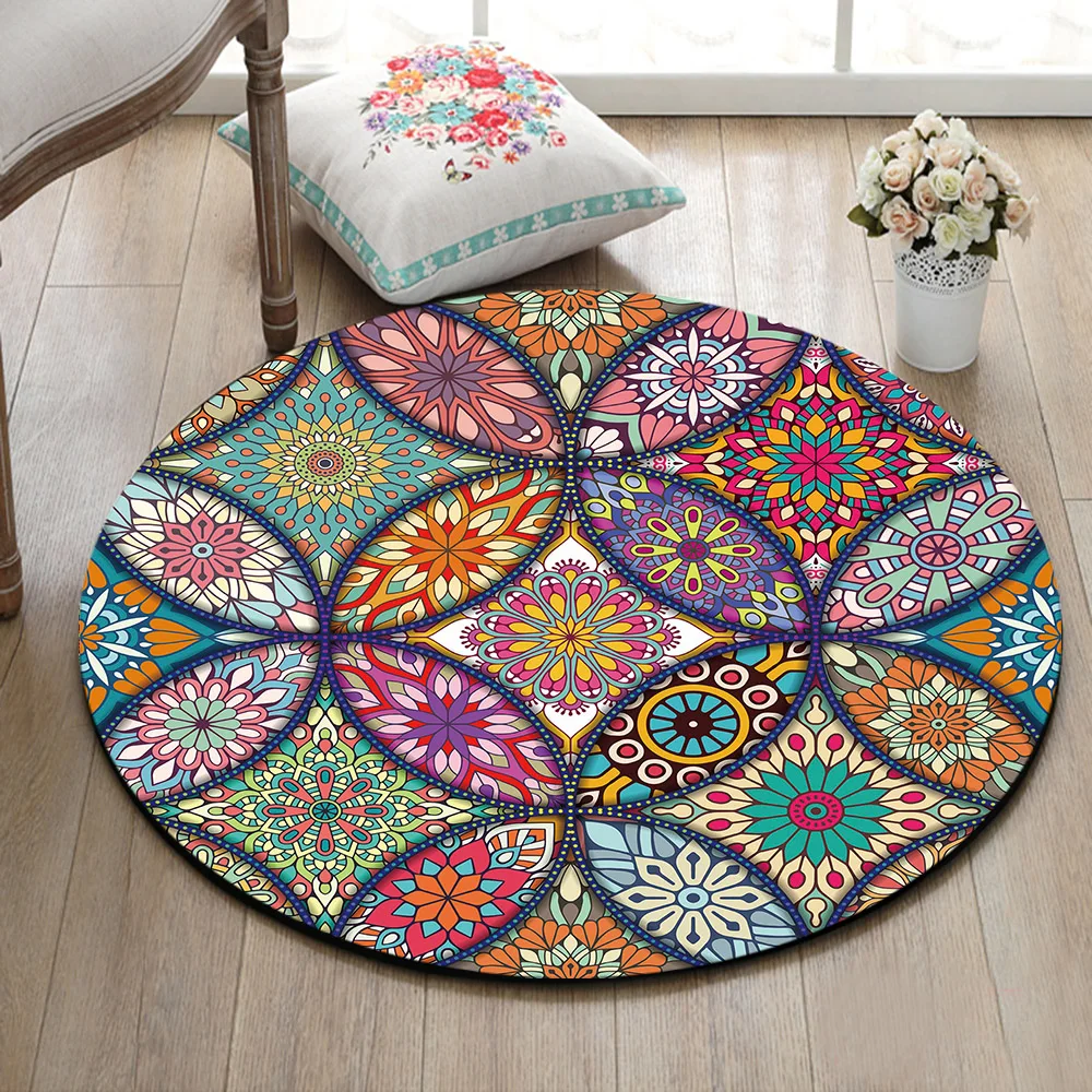 Цветочный узор в виде мандалы круглый коврик и ковер из пены с эффектом памяти