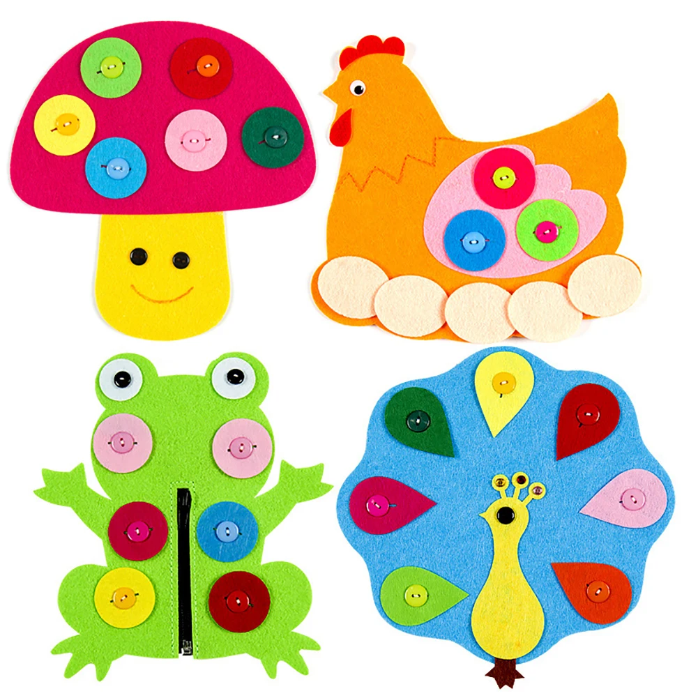 Симпатичные животные Цветок молния Кнопка сделай сам нетканые доски Детская