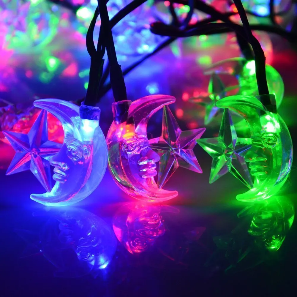 На солнечной энергии 25ft/40 LED звезды и Луны фестиваль струны света Наружное