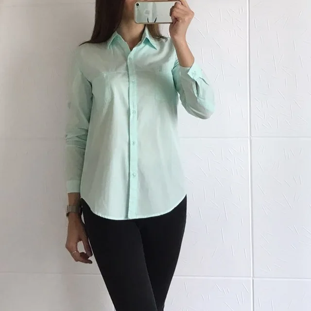 Блузка Dioufond Женская с длинным рукавом хлопковая рубашка для работы и школы