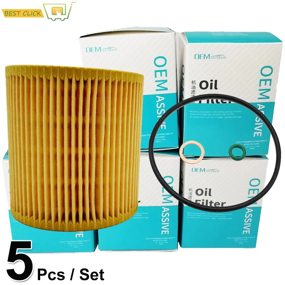 

Set Of (5) 11427541827 Oil Filter For BMW X1 X3 X4 X5 X6 128i 335xi 435i 535xi 640i 740i M2 M235i M240i M3 M4 Z4 11427566327