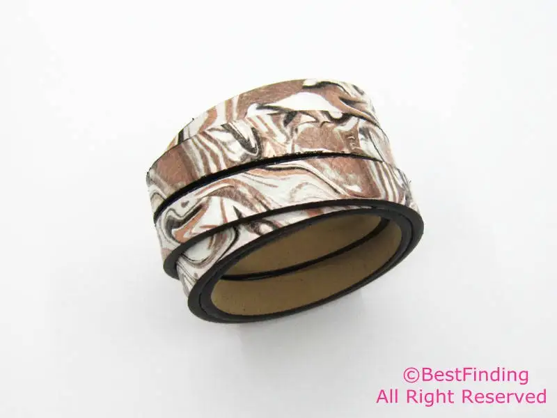 

10mm Flat leather impressionism Coffee oil painting 10x2mm leather cord S1074