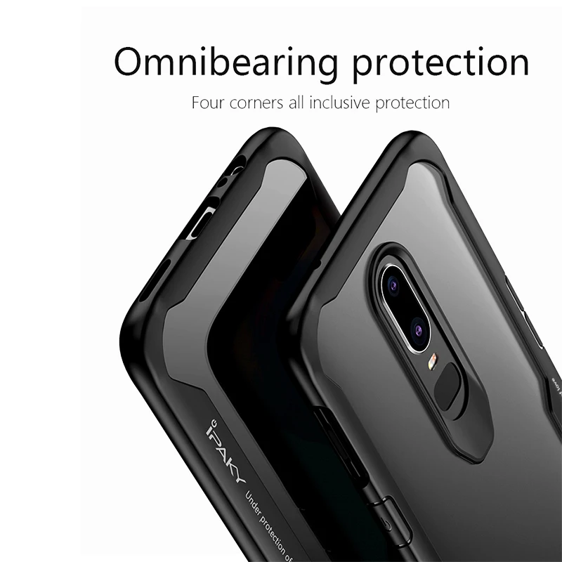 IPAKY Oneplus 6 Чехол A6000 Мягкий Силиконовый ТПУ + ПК Прозрачный чехол для задней панели