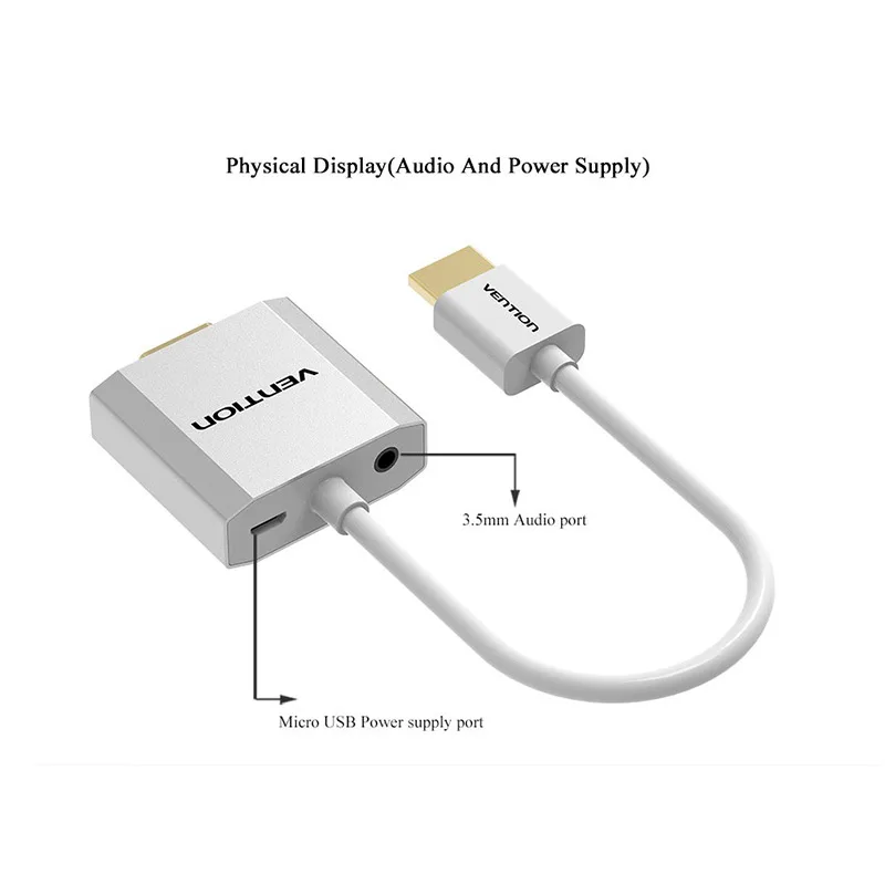 Vention адаптер hdmi-vga цифро-аналоговый аудио конвертер алюминиевый кабель для Xbox PS4