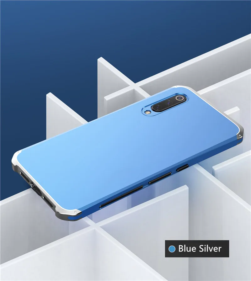 Роскошный металлический защитный жесткий чехол из поликарбоната для XiaoMi 9 9se RedMi Note 7 Алюминиевый противоударный защитный бампер для XiaoMi XioMi 8 8se чехол - Цвет: Blue Silver