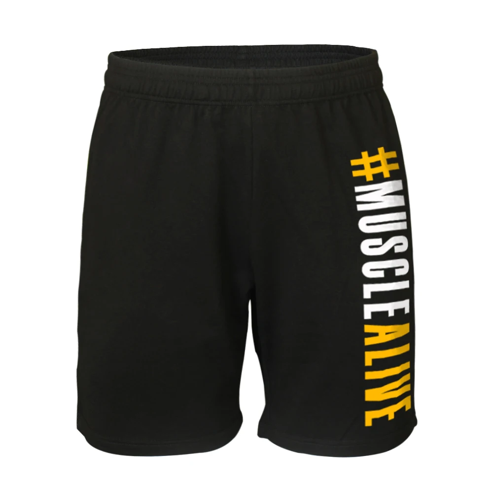 Мужские шорты для бодибилдинга MUSCLE ALIVE повседневные хлопковые с карманами