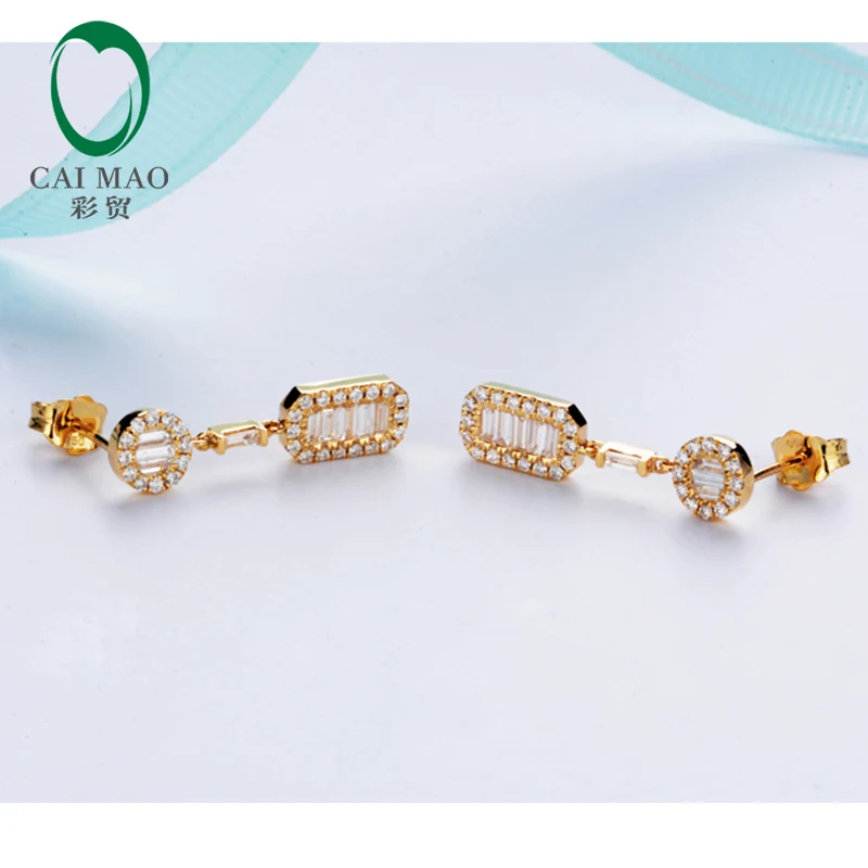 Ювелирные изделия Caimao 14 к желтое золото 1.15ct натуральные бриллианты серьги