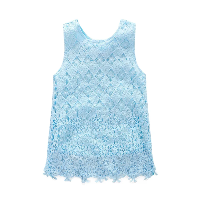 High Quality Children Baby Girl Clothes Summer Dress Kids Dresses Sleeveless Blue Lace Bow Fashion Princess V20 | Детская одежда и
