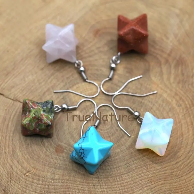 

Оптовая продажа, женские серьги со звездой, ювелирные изделия с серебряной отделкой, серьги со звездой Merkaba, серьги с красивой звездой и камн...