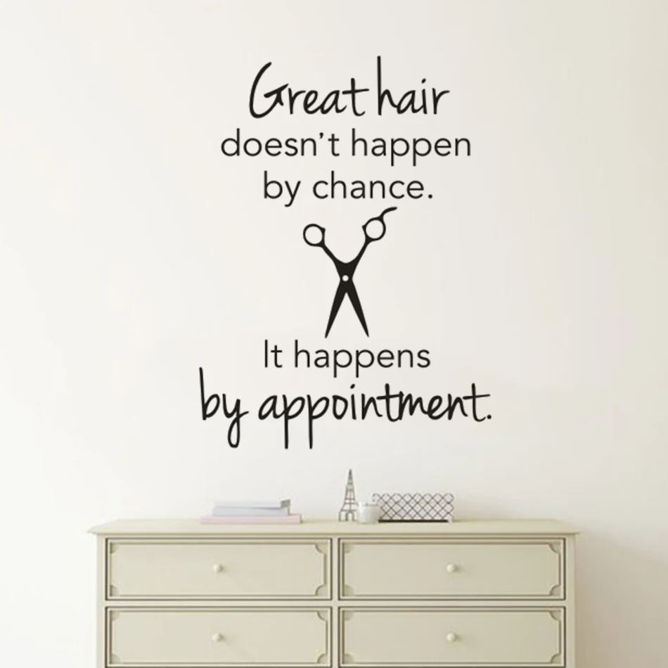

Great Hair Quote Wall Art Sticker Hairdress Style Window Poster Hair Salon Decor Hair Styling Scissors Vinyl Wall Murals AZ550