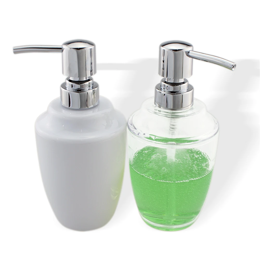 Акриловый Диспенсер для мыла и лосьона прозрачный/хром 12 унций (белый)|lotion dispenser