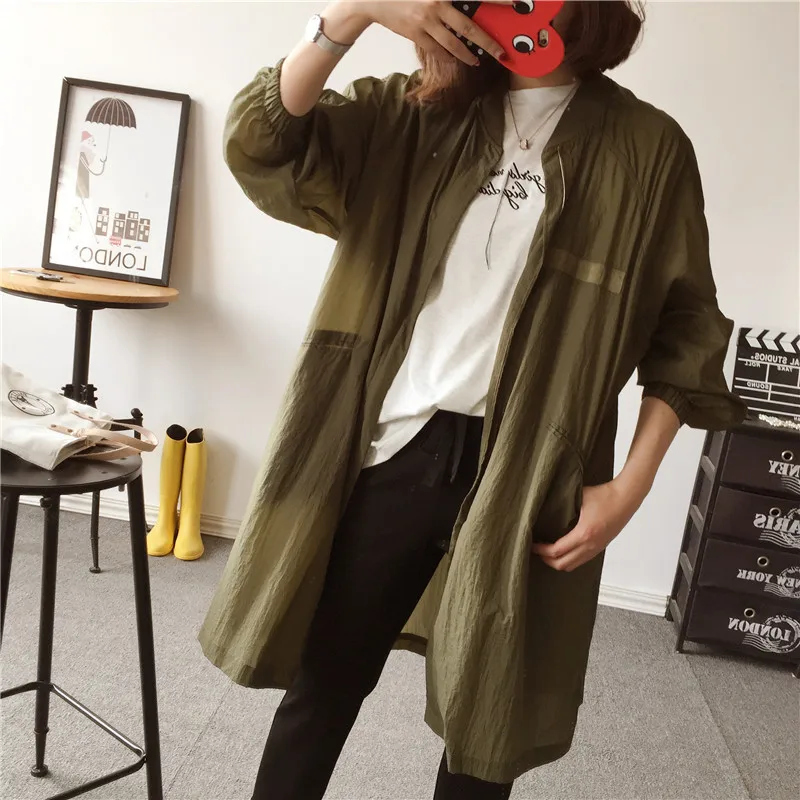 Солнцезащитный шифон бейсбольная форма воротник три четверти женские тренчи