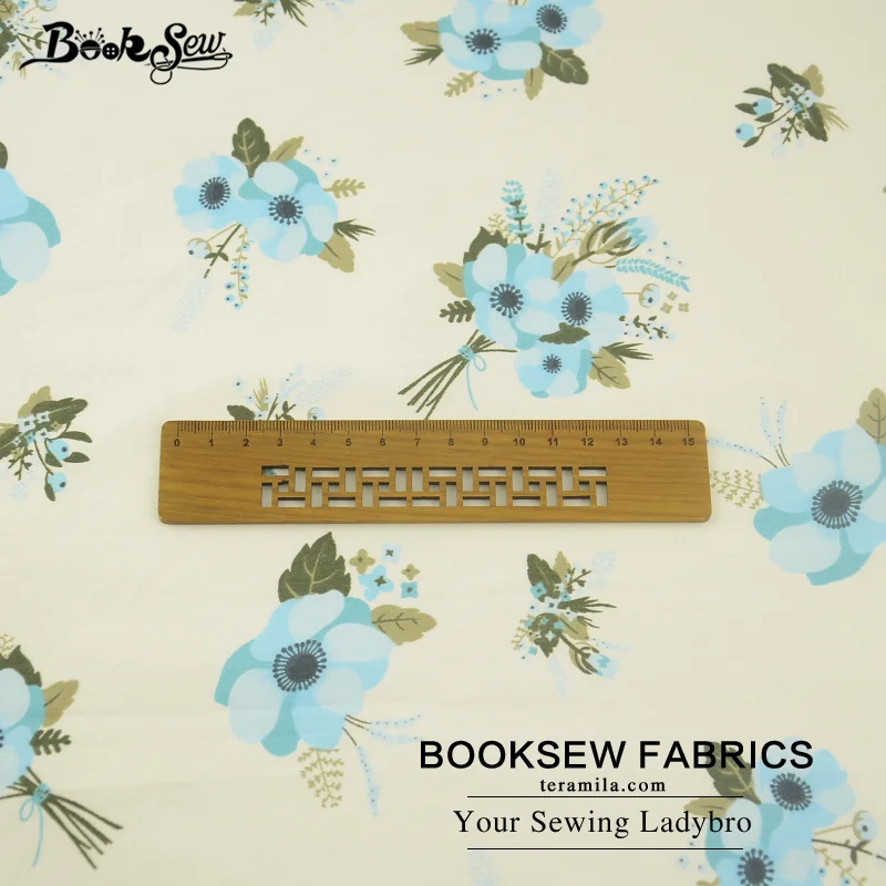 Booksew 100% Cotton Fabric Twill Blue Flower Design Soft Cloth Quilting Bed Sheet DIY Patchwork Scrapbooking Doll Home Textile | Дом и сад