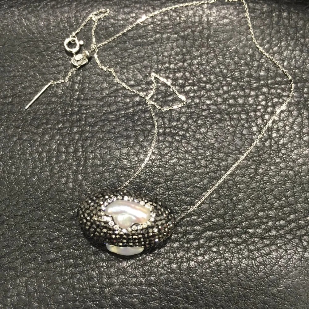 jewelry set necklace and earring natural fresh water pearl pendant drop fashion women |