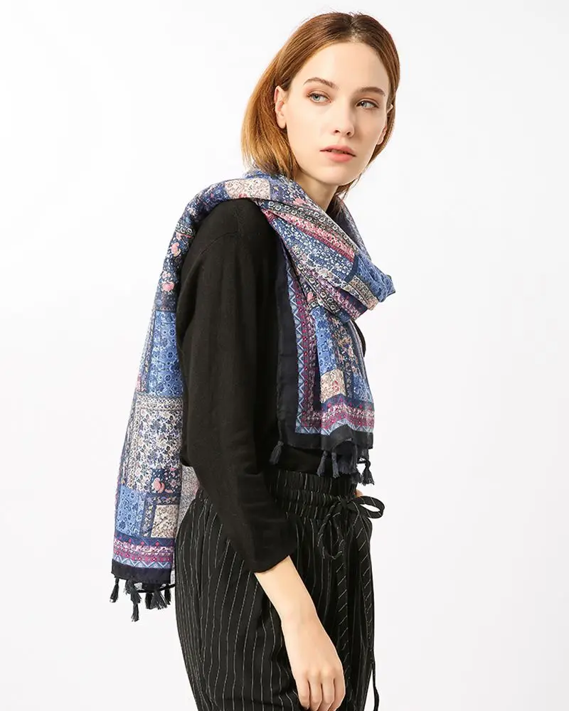 Deturbg Тотем Вуаль шарф принт кисточкой женские брендовые банданы шарфы для женщин