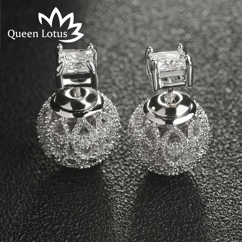 Серьги гвоздики с фианитами в виде цветов|stud earrings|stud earrings for womenzircon |