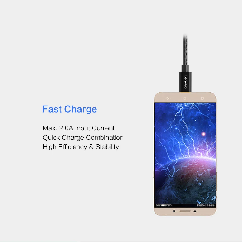 Lenovo оригинальный Micro USB кабель 1 м нейлоновый Плетеный быстро зарядный