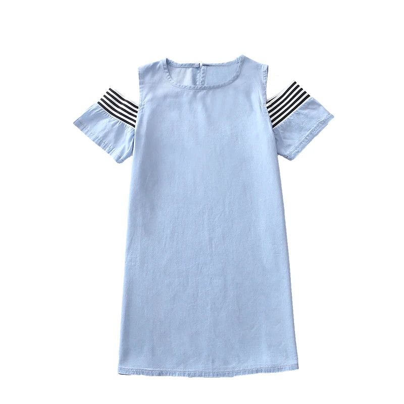 Summer Kids Clothing Baby Girls Denim Dress Casual Off-shoulder Children A-Line Cotton | Детская одежда и обувь
