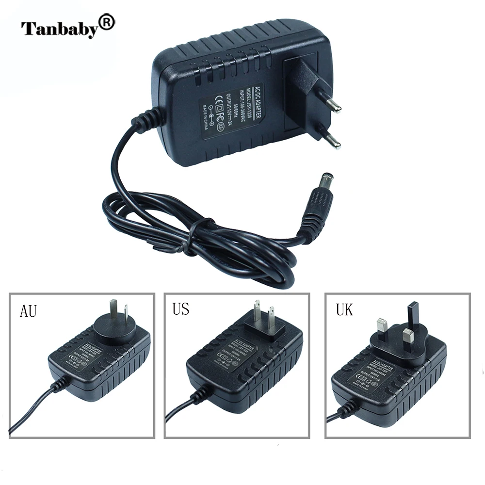 DC 12V 2A Светодиодный источник питания черно белый AC110 240V DC12V адаптер импульсный