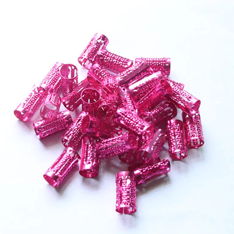 

Hot Sale 100pcs/lot Adjustable Cuff Clip 8mm Hole mix Silver Golden Plated hair dread Dreadlock Bead Colorful Round Hair Rings