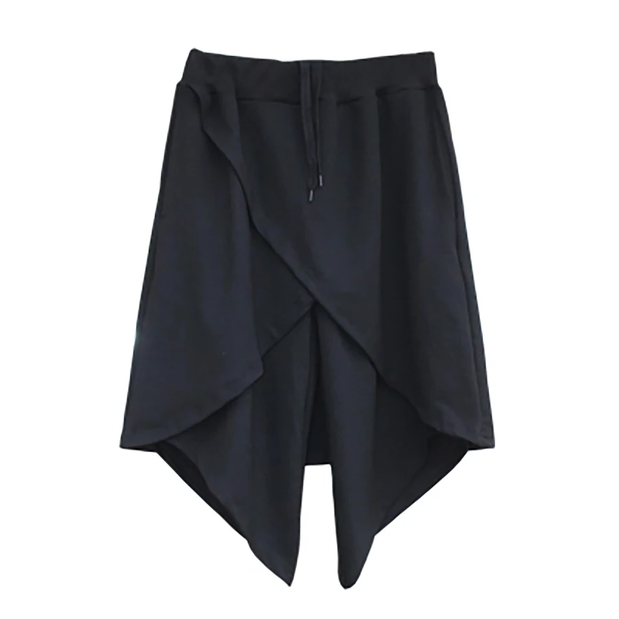 Мужские шорты-шаровары Long Kilt черные широкие шорты в стиле хип-хоп 6D62 | Мужская