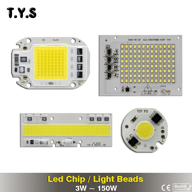 Высокомощная умная IC SMD COB светодиодная лампочка 220 В световые бусины 150 Вт 100 50 30 20