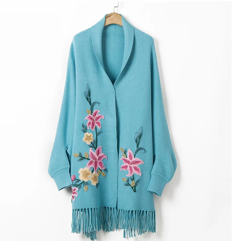 Горячая новинка искусственная шаль с вышивкой толстый теплый женский зимний