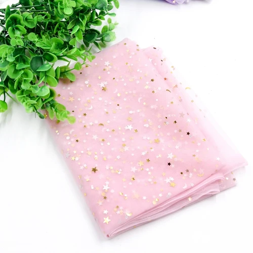 pink 1 шт., 1*1,5 м, романтичный тюлевый фон со звездами, органза, тюль, свадебное украшение для самостоятельной сборки юбки, принадлежности для свадьбы, дня рождения, вечеринки - Цвет: pink