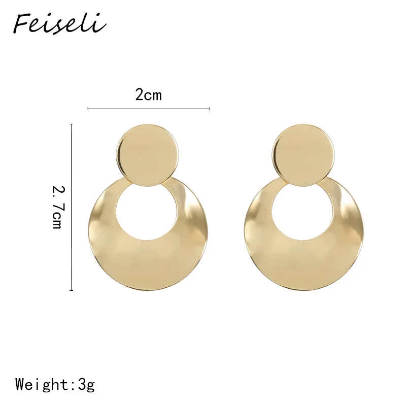 Женские сережки-гвоздики Feiseli круглые сережки золотистого и серебристого цветов