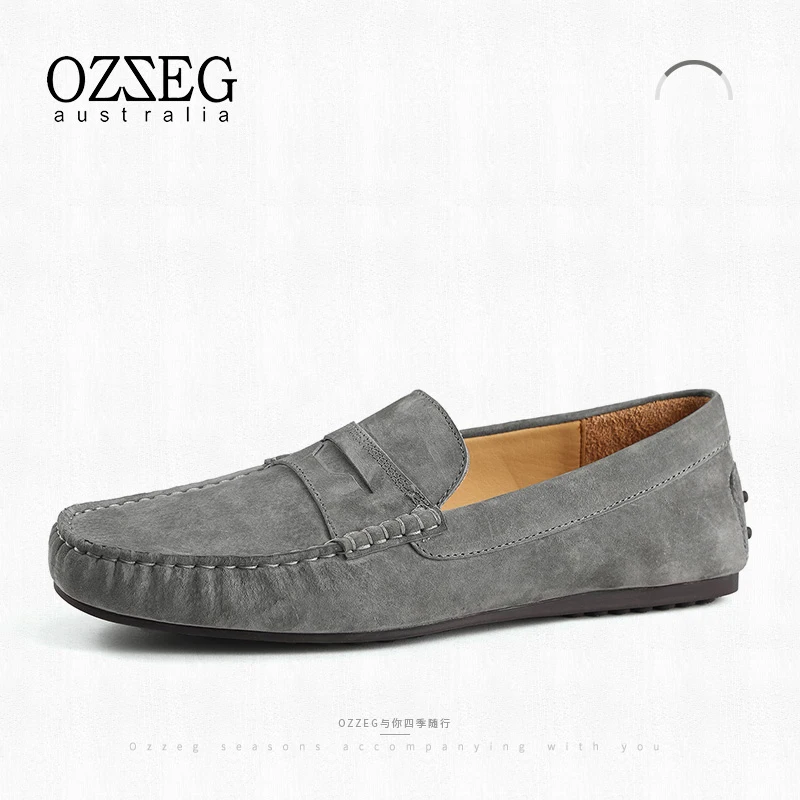 

OZZEG Brand Soft Soled Luxury Driving Comfort Nubuck Leather Shoes Men Breathable Slip On Genuine High Quality Moccasins Suede